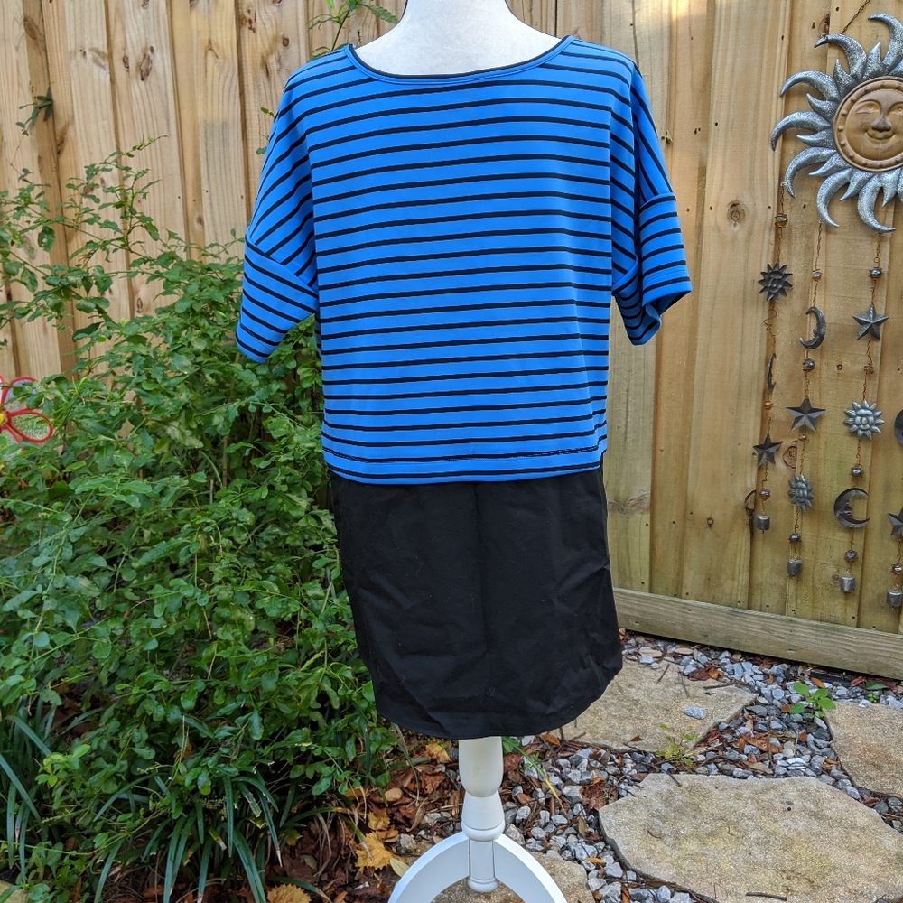 NWOT Striped Blue and black tunic - Picture 2 of 6
